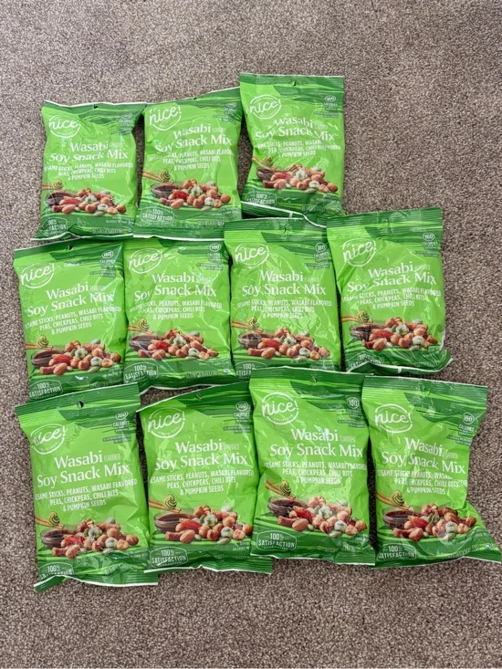 Simple honest nice delicious Wasabi Soy Snack Mix - 11 pack Green